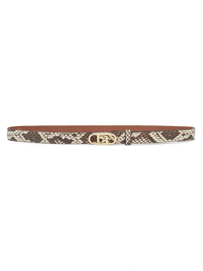 Fendi Women's Daisy Python Leather Belt In Daisy Roccia