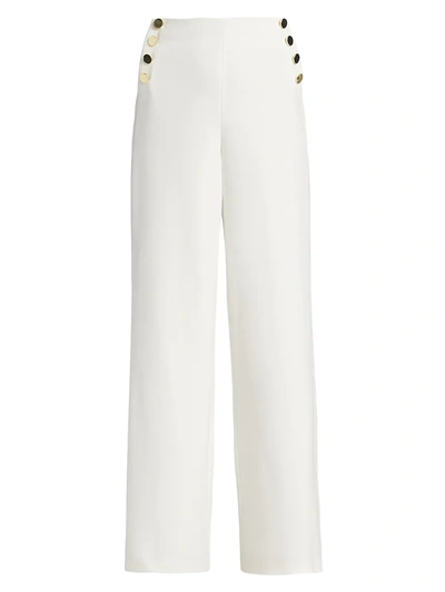Alice And Olivia Ray High-waisted Button Pants In Off White