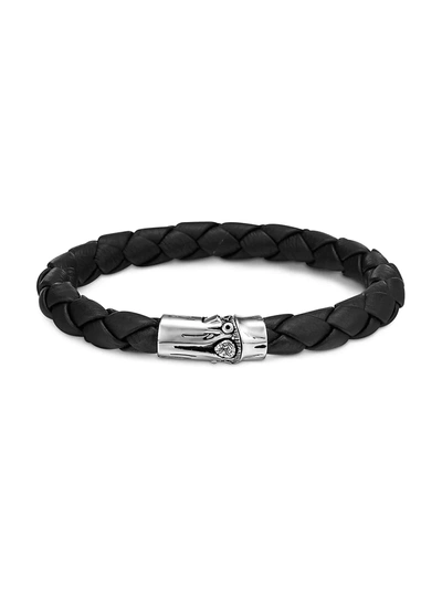 John Hardy Men's Bamboo Sterling Silver, Diamond & Leather Station Bracelet In Black