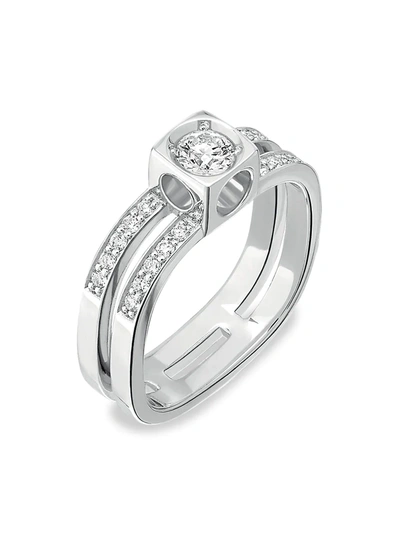 Dinh Van Women's Le Cube Diamant Large 18k White Gold & Diamond Ring