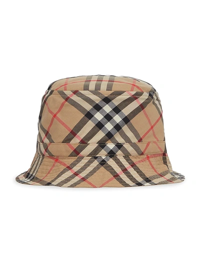 Burberry Kid's Gabriel Vintage Check Bucket Hat In Archive Beige