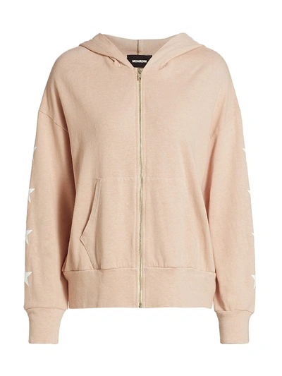 Monrow Women's Boxy Zip-up Hoodie In Taupe