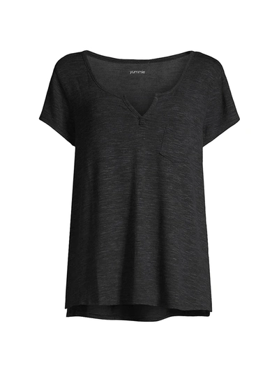 Yummie Henley Pajama Tee In Black