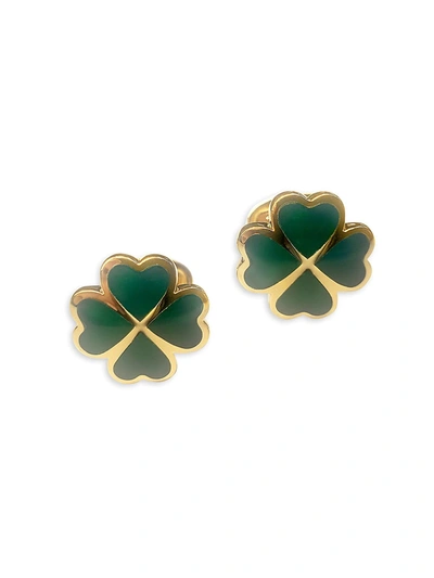 Jan Leslie Men's 18k Gold Vermeil & Green Onyx Clover Cufflinks