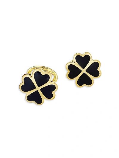 Jan Leslie Men's 18k Gold Vermeil & Onyx Clover Cufflinks