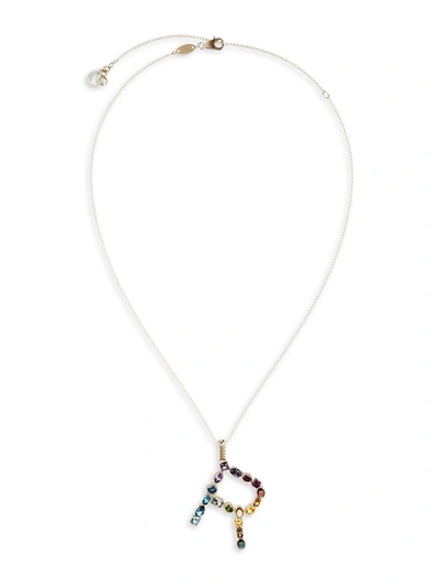 Dolce & Gabbana Women's Rainbow Alphabet 18k Gold & Gemstone Initial R Pendant Necklace In Yellow Gold