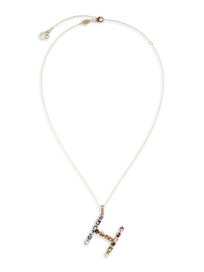 Dolce & Gabbana Women's Rainbow Alphabet 18k Gold & Gemstone Initial H Pendant Necklace In Yellow Gold