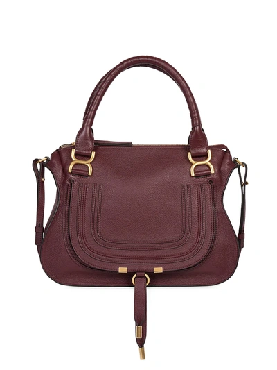 Chloé Medium Marcie Calfskin Leather Satchel In Burgundy