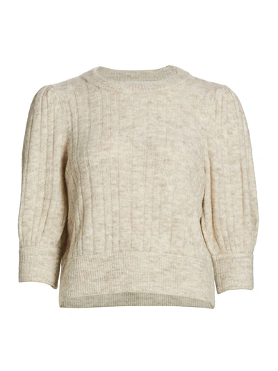 Gestuz Ribbed Puff-sleeve Sweater In Pastel Lilac