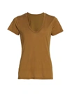 Nili Lotan Carol V-neck T-shirt In Burnt Ochre