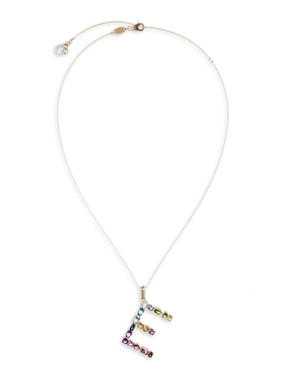Dolce & Gabbana Women's Rainbow Alphabet 18k Gold & Gemstone Initial E Pendant Necklace In Yellow Gold