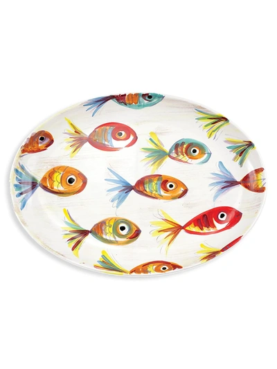 Vietri Pesci Colorati Oval Platter In White