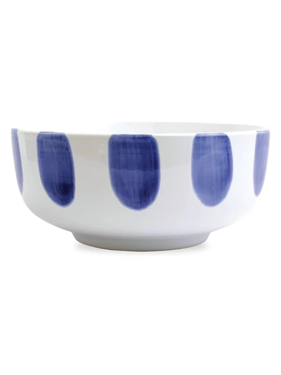 Vietri Santorini Dot Large Footed Serving Bowl In Blue/white