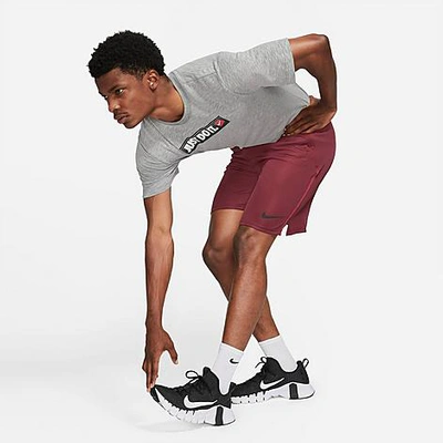 Nike Men's Dri-fit Veneer Shorts In Brown Basalt/pomegranate/black