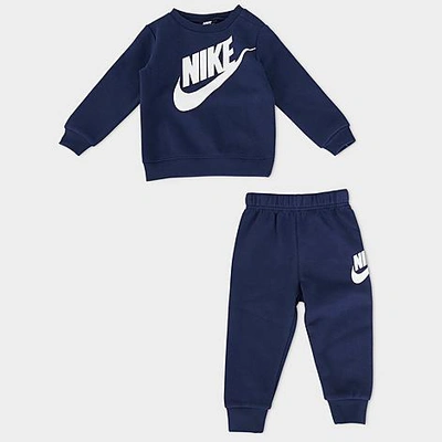 Nike Babies'  Kids' Infant Futura Crewneck Sweatshirt And Joggers Set In Navy/white