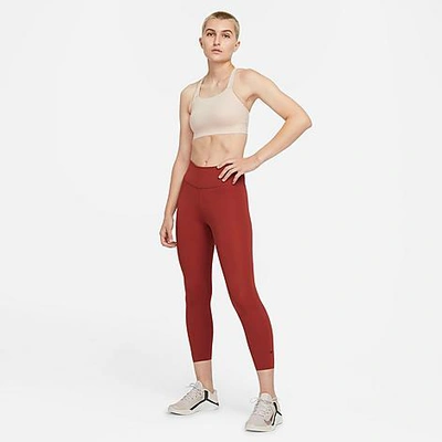 Nike Women's One Luxe Crop Training Tights In Redstone/clear
