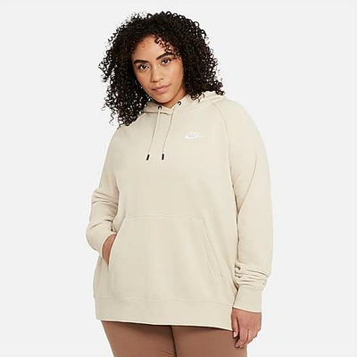 Nike Women's Sportswear Essential Hoodie (plus Size) In Rattan/white