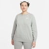 Nike Women's Sportswear Essential Fleece Crewneck Sweatshirt (plus Size) In Dark Grey Heather/white