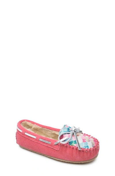 Minnetonka Kids' Cassie Faux Fur Slipper In Mermaid Hot Pink