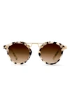 Krewe St. Louis Round Gradient Sunglasses, Rose/white Tortoise In Matte Oyster 24k/ Amber