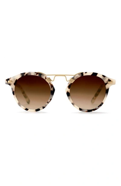 Krewe St. Louis Round Gradient Sunglasses, Rose/white Tortoise In Brown