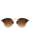 Krewe St. Louis 46mm Round Sunglasses In Blonde Tort Champ/ Amber