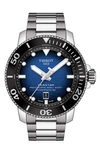 Tissot Men's Swiss Automatic Seastar Stainless Steel Bracelet Watch 46mm In Blue Gradient