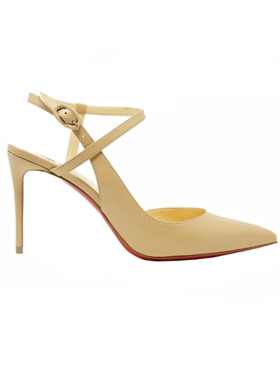 Christian Louboutin Nude Leather Jenlove 85 Pumps