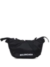 BALENCIAGA BLACK NYLON BELT BAG WITH LOGO