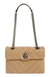 Kurt Geiger Kensington X Quilted Leather Shoulder Bag In Light/ Pastel Brown