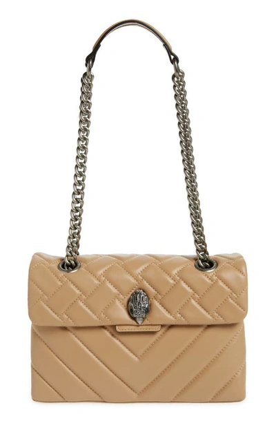 Kurt Geiger Kensington X Quilted Leather Shoulder Bag In Camel