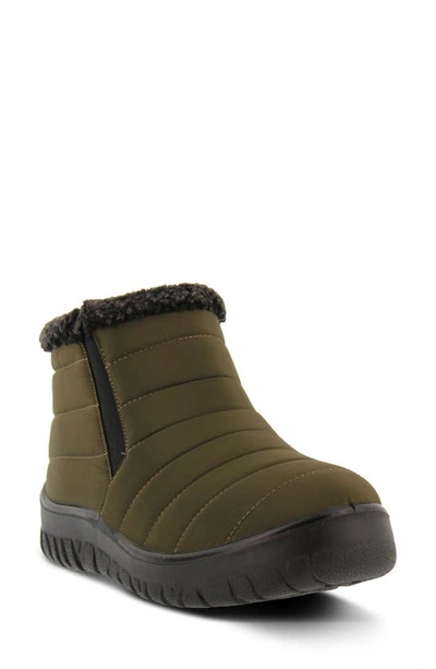 Flexus By Spring Step Melba Waterproof Winter Boot In Olive Green Faux Fur