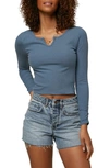 O'neill Paris Long Sleeve Crop Top In China Blue