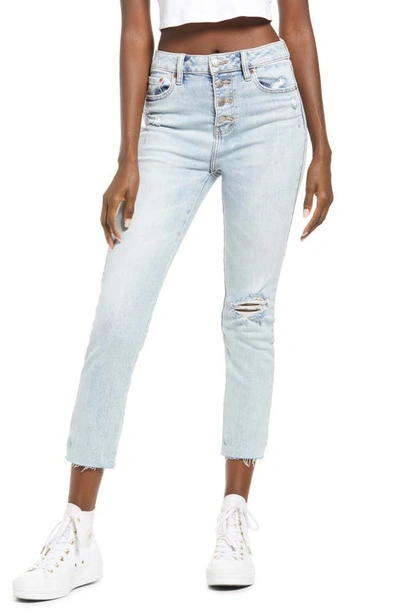 Daze Daily Driver High Waist Button Fly Straight Leg Jeans In Winner