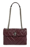 Kurt Geiger Kensington X Quilted Leather Shoulder Bag In Medium Red