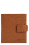 Longchamp 'le Foulonne' Pebbled Leather Wallet In Caramel