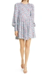 Rotate Birger Christensen Rotate Round Neck Floral Printed Mini Dress In Antigua Sand Comb