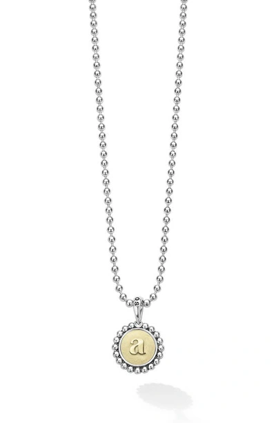 Lagos Signature Caviar Initial Pendant Necklace In A Two-tone
