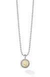 Lagos Signature Caviar Initial Pendant Necklace In Q Two-tone