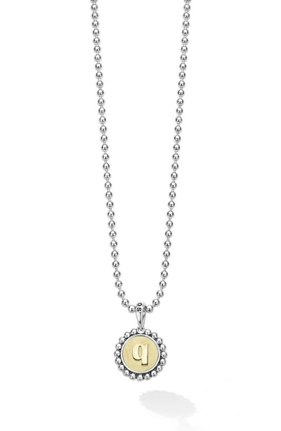 Lagos Signature Caviar Initial Pendant Necklace In Q Two-tone