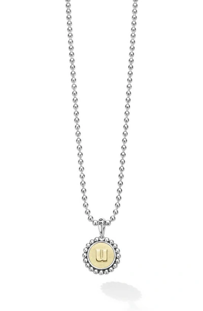 Lagos Signature Caviar Initial Pendant Necklace In U Two-tone