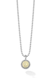 Lagos Signature Caviar Initial Pendant Necklace In B Two-tone