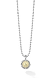 Lagos Signature Caviar Initial Pendant Necklace In E Two-tone