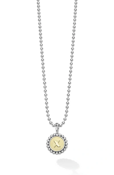 Lagos Signature Caviar Initial Pendant Necklace In X Two-tone