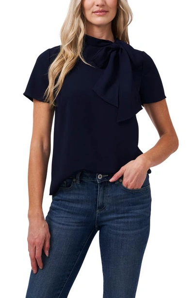 Cece Mock Neck With Bow Top In Classic Navy