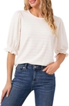 Cece Texture Ruffle Sleeve Top In Soft Ecru