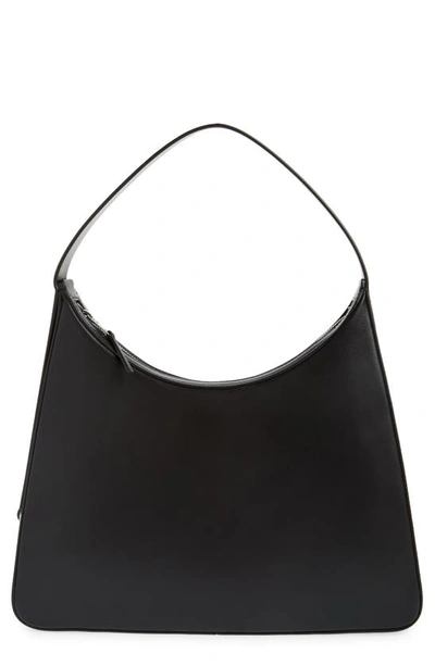 Ambush Hobo Leather Shoulder Bag In Black Silver