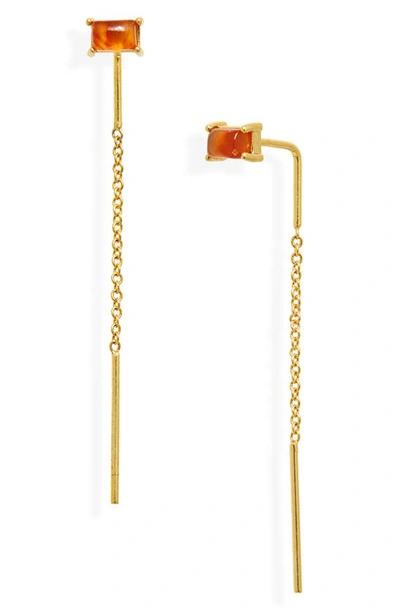 Madewell Baguette Threader Earrings In Carnelian