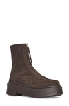 The Row Zip Platform Bootie In Dark Brown