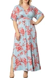 Kiyonna Women's Vienna Short-sleeve Maxi Dress In Cherry Blossom Print